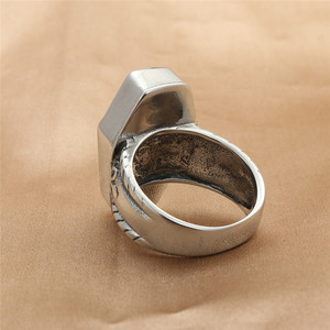 Men's Silver Skull Coffin <b>Ring</b> <b>Titanium</b> Steel Punk Style Retro Geometric Jewelry Gift - Product Image 2
