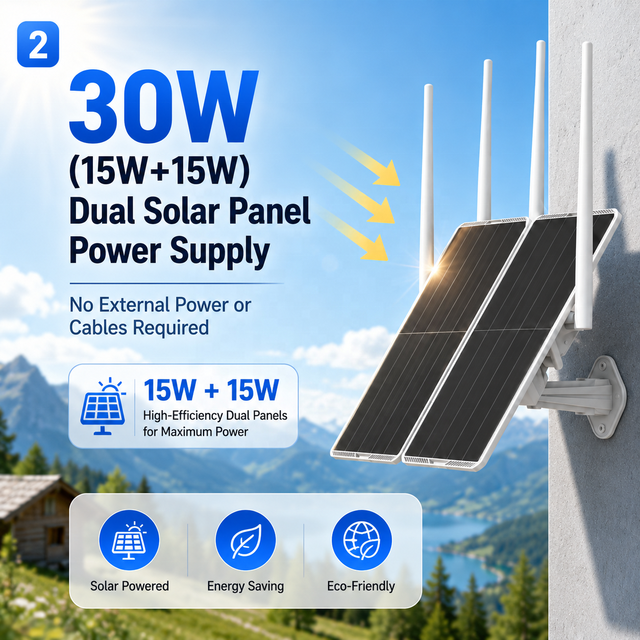 Wistino 4G Solar Router 30W Dual Panel 30000mAh Camera Surveillance System 5GHz 2 4GHz Dual Band Outdoor IP Camera