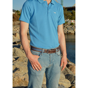 Ceinture en cuir marron bleu pour homme Swindon - Product Image 5