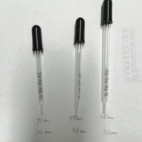 Pipette compte-gouttes en verre à pointe droite calibrée pour huiles essentielles, avec bulbe d'aspiration noir, pour médicaments, art et liquides (emballage inclus)