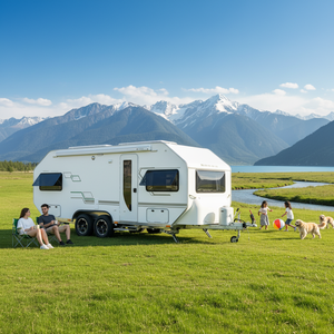 Remolque de Viaje Moderno y Ligero Personalizado para 4 Personas, Chasis AL-KO, Construcción de Aluminio, RV, <span class=keywords><strong>Caravana</strong></span> para Uso Global - Product Image 1