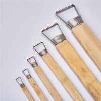 6 pièces fonctionnel poterie argile céramique bambou grattoir denté pour sculpter faire des tasses artisanat