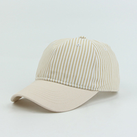 Topi Kasual Harian Olahraga Unisex Logo Kustom 6 Panel Topi Baseball Bergaris Katun Tanpa Struktur Topi Outdoor