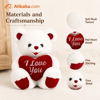 J'aime bien toi, ours en peluche rouge en forme de cœur, vente en gros, ours en peluche personnalisé pour la fête des mères, jouet en peluche pour la Saint-Valentin