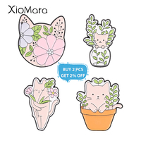 Broche en émail et métal motif chat mignon de dessin animé avec fleurs, chat féerique aux fleurs, bijou de revers, cadeau, vente en gros