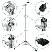 Silver Stainless Steel Double Braced Chrome Adjustable 22mm Base Pipe Drum Hardware Percussion Mount Holder Gear Set
