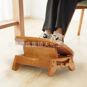 Wooden footstool, ergonomic desk footstool, <b>bamboo</b> adjustable height step <b>stool</b> for office improvement - Product Image 2