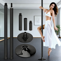 Barra de Baile Portátil Independiente con Base de Instalación Rápida, Barra Giratoria Negra de 45 mm para Ejercicios y Fitness en Casa