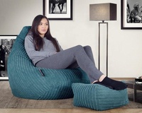 Fauteuil pouf en velours côtelé européen de qualité supérieure avec dossier haut pour une utilisation en intérieur/extérieur, bureau à domicile, salon, chambre, hôtel