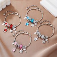 Bracelet à breloques DIY Série Océan avec chaîne serpent, pendentifs tortue marine et coquille de tortue, perles de verre colorées, réglable, bijoux de mode pour femme