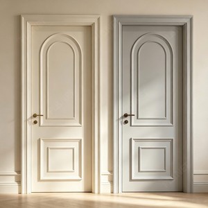 Maßgefertigte Creme-Einbaupaneel-Innentür im Französischen Stil, Holz-Innentür für Wohnräume, Schlafzimmer und Apartments - Product Image 4