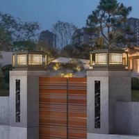 Lampe Pilier Solaire Moderne Étanche, Chapeaux de Poteau Carrés, Luminaires Extérieurs pour Colonnes de Pelouse, de Pont et de Cour
