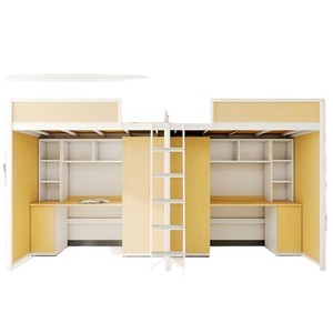 <span class=keywords><strong>Lit</strong></span> superposé avec bureau intégré, structure <span class=keywords><strong>en</strong></span> <span class=keywords><strong>fer</strong></span> forgé, design minimaliste moderne pour dortoirs d'étudiants et universitaires - Product Image 5