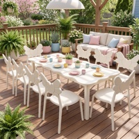 Chaises empilables en plastique à dossier aile d'ange, table ondulée, mobilier personnalisé pour fêtes d'enfants, location événementielle, usage domestique et aires de jeux