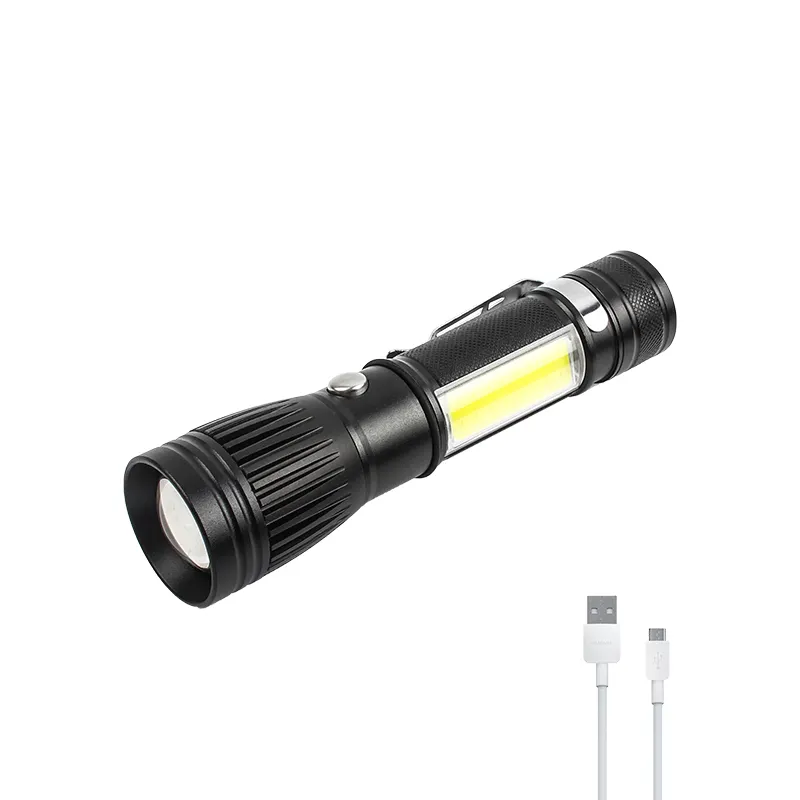 2000 Lumens XML T6 5 Mode usb flashlight Torch With 18650 lithium Battery, Zoom Aluminum Waterproof Led flashlight with clip