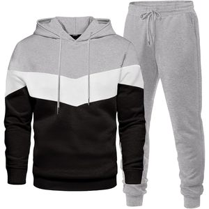 Ensemble de survêtement 2 pièces pour homme FOXA – Sweat-shirt décontracté en polaire à blocs de couleur, léger, à manches longues, idéal pour l'automne - Product Image 1