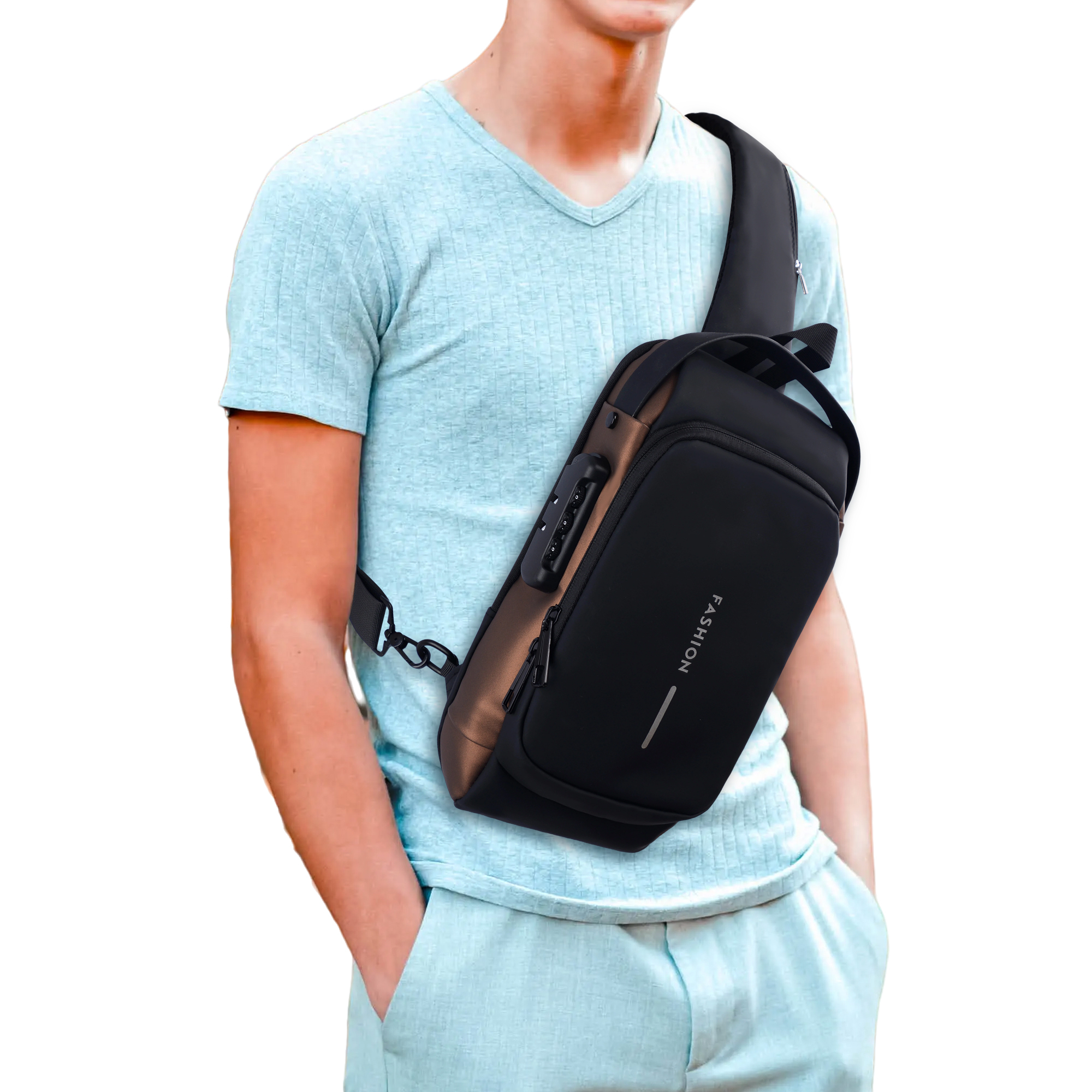 Waterproof Anti Theft PU Chest Crossbody Bag