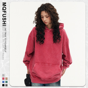 Sweat à capuche en molleton uni coupe ample style <span class=keywords><strong>vintage</strong></span> américain pour hommes et femmes, nouveau, 100 % coton, 420 g, lourd, anti-boulochage, pour l'hiver - Product Image 3