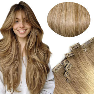 وصلة مشبك شعر طبيعي اصطناعي مخصص من المصنع ، شعر مستعار حريري مستقيم وسلس غير مرئي مزدوج - Product Image 2