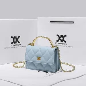 Hot sale fashion chains shoulder bag pretty metal handle ladies mini purse handbags