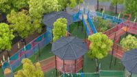 Parc d'aventure multi-niveaux en corde tressée pour l'extérieur avec toboggan, pont et tour d'escalade, équipement de terrain de jeu intérieur personnalisé pour enfants