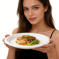 Assiettes jetables en bagasse compostables, biodégradables, écologiques, modernes pour les fêtes et les mariages