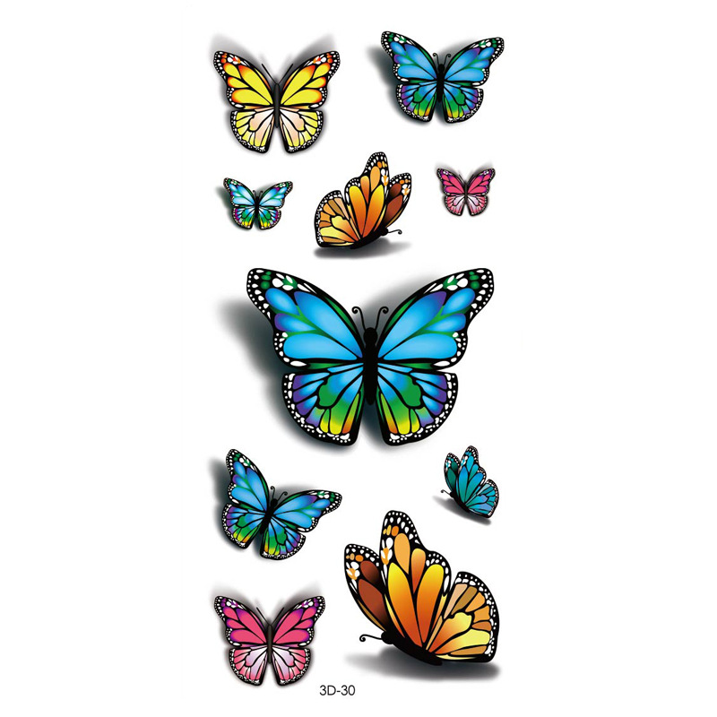 Frauen Body Art Tattoo Aufkleber 3D Schmetterling Rose Flower Tattoo Wasserdicht Halloween Geschenk Temporäre Tattoos Aufkleber