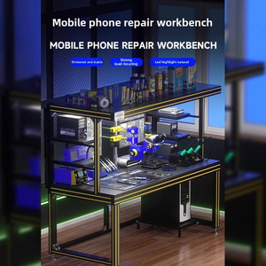 Banc de travail multifonctionnel en métal pour mécaniciens, spécialement conçu pour la réparation de téléphones portables et autres appareils mobiles en atelier. - Product Image 5