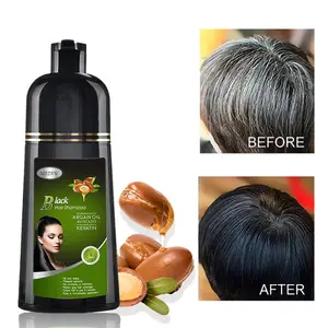 Großhandel Katrina Magische Schwarzhaarbehandlung Arganöl Haarfarbshampoo Naturkräuter-Extrakt schwarze Haarfarbe Shampoofarbe