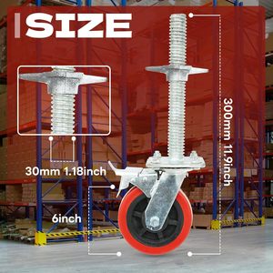 Bán buôn 8 inch giàn giáo bánh xe màu đỏ PVC bánh với dài vít phanh thay thế cho kệ, bàn làm việc - Product Image 3