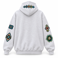 Sweat à capuche surdimensionné en coton lourd 350 GSM personnalisé par le fabricant, avec broderie graphique ethnique, style streetwear urbain