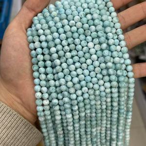 Suministro de Fábrica: Cuentas Redondas Sueltas de Larimar Natural de 6/8/10mm, Cuentas de Piedras Preciosas Azules Pulidas para la Fabricación de Joyas. Color: # 32 - Product Image 4