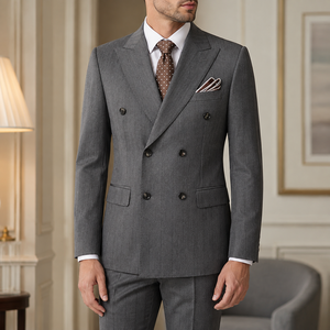 Premium Wool Blend Suit <strong>for</strong> <strong>Men</strong> Double Breasted 2 Piece Slim Fit Italian Style Business Formal Wedding Groom Anti-Wrinkle <strong>Blazer</strong> - Product Image 5