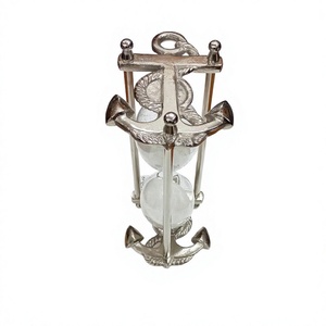 Ancre de bateau décorative design fait à la main sablier portable enduit d'argent blanc minuterie en verre de sable articles de cadeau nautique décor à la maison - Product Image 1