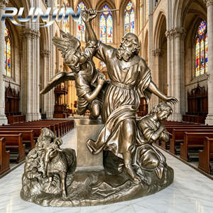 Estatua de bronce fundido antiguo de gran tamaño de la marca RUNJIN, de <span class=keywords><strong>Isaac</strong></span>, el hijo de Abraham, para decoración de jardín de iglesia católica, con temática religiosa. - Product Image 1