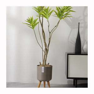 Vente de gros <span class=keywords><strong>Dessin</strong></span> de fil Pots de fleurs et jardinières ronds et durables pour jardin intérieur avec support en bois - Product Image 1