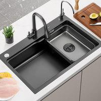 Évier de cuisine YINGTAO à poser, haut de gamme, en acier inoxydable 304, design contemporain, cuve simple carrée, finition polie, robinet inclus, garantie 5 ans