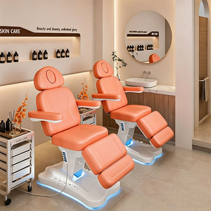 Electric 4-Motor Adjustable Beauty Chair, PU Leather Luxury Spa Facial <b>Bed</b> with LED Base, for Salon Clinic Use - Product Image 1
