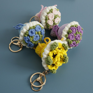Bulk Handmade Crochet Flower Bouquet Keychain Floral Bag Charm <b>Doll</b> Cute Amigurumis Knit Plush Sunflower Toy Keyring Pendant - Product Image 4