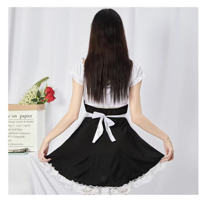 Japanese Style Lolita Maid Dress Black <b>White</b> <b>Lace</b> Up Waist Cinching Costume Set For Cosplay Stage Wear Spring 2025 - Product Image 2