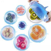 Lot de 6 couvercles alimentaires en silicone réutilisables, extensibles, pour contenants de stockage alimentaire, bols, casseroles, tasses, gadgets de cuisine, vente en gros
