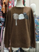 Pull en tricot personnalisé avec imprimé graphique de chat, col rond, manches longues, pull en tricot personnalisé pour femmes
