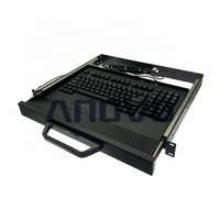 Keyboard Server Rak 1U dengan Antarmuka USB 2.0 Khusus, Konstruksi Baja Tugas Berat, Touchpad Tersedia