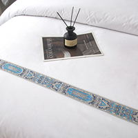 Parure de lit 4 pièces en coton tissé écologique 250 fils/cm², brodée à la main, style moderne, drap de lit uni pour hôtel et chambre à coucher