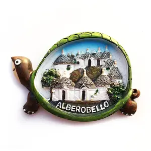 Fabriek Directe Verkoop Schildpad Vormige Custom Hars Magnetische Koelkast Met Italië Alberobello Koelkast Magneet Souvenirs