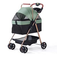 Poussette de transport pour animaux de compagnie moderne en métal, de luxe, légère, pliable, imperméable, avec ceinture et fermeture éclair, pour chiens et chats, détachable et compacte