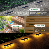Lot de 4 lampes solaires LED rechargeables IP68 étanches blanc chaud pour marches, éclairage extérieur automatique pour allées, couloirs et jardins
