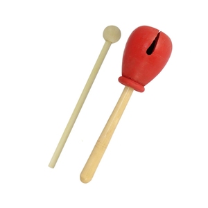Bangzi en bois peint en rouge avec bâton de frappe, effet sonore de grincement, bloc rythmique, instrument de musique éducatif pour la petite enfance - Product Image 1