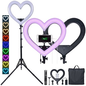 Ingrosso 19 pollici RGB cuore luce LED luci fotografia 60W Studio luce di riempimento con treppiede per Livestream - Product Image 2