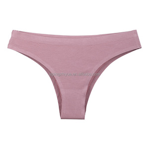 Women's Solid Knitted Seamless Cotton Panties G <strong>String</strong> <strong>Thong</strong> with Custom Logo on Waist - Product Image 4